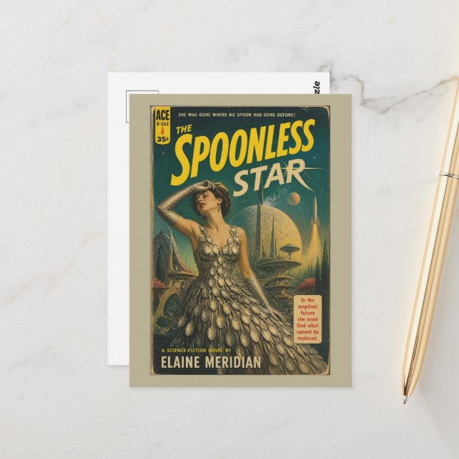 The Spoonless Star Fantasy Scifi Book Cover Postcard (Front/Back In Situ)