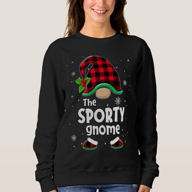 The Sporty Gnome Buffalo Plaid Christmas Matching  Sweatshirt (Front)