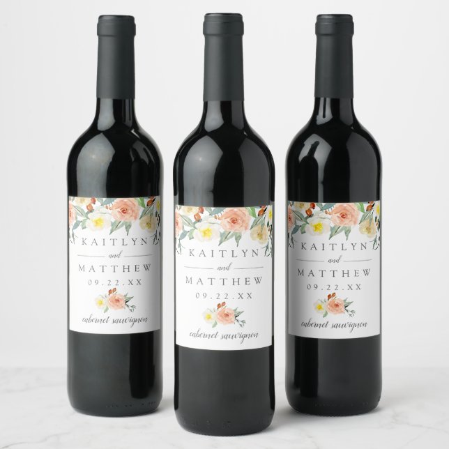The Spring Blossoms Wedding Collection Wine Label (Bottles)