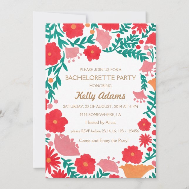 The Spring Flowers Bachelorette Invitation Party (Front)