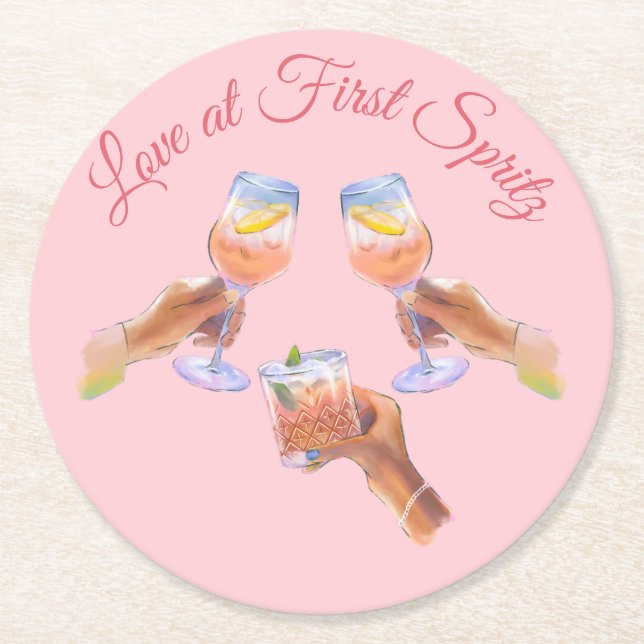 The Spritz Squad | Aperol Bachelorette Party Theme Round Paper Coaster (Front)