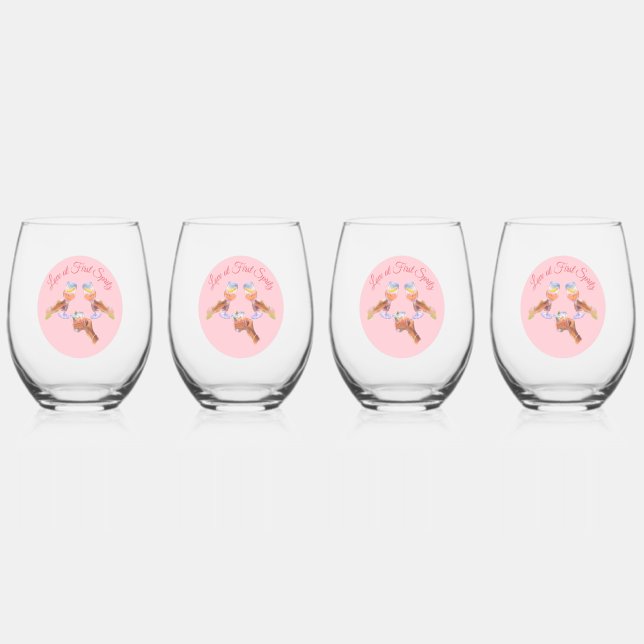 The Spritz Squad | Aperol Bachelorette Party Theme Stemless Wine Glass (Front)