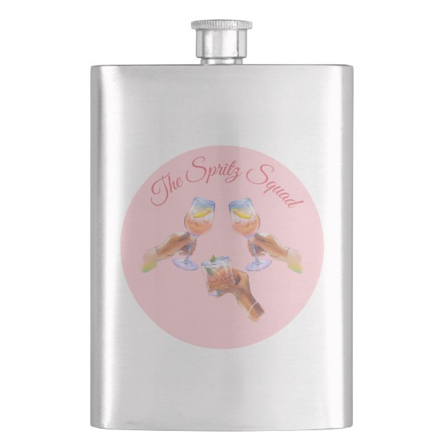 The Spritz Squad | Bachelorette Party Bridal Squad Hip Flask (Front)