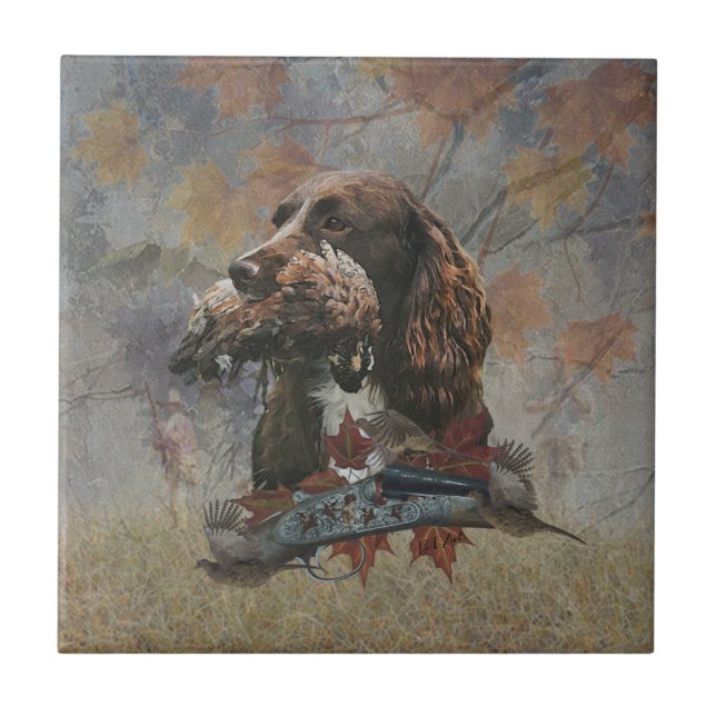 The Sprocker Spaniel , Gun dog art      Ceramic Tile (Front)