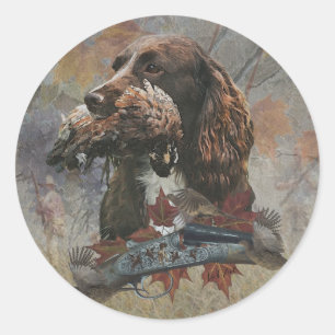 The Sprocker Spaniel , Gun dog art Classic Round Sticker