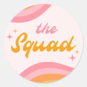The Squad  Groovy Pink & Orange Classic Round Sticker