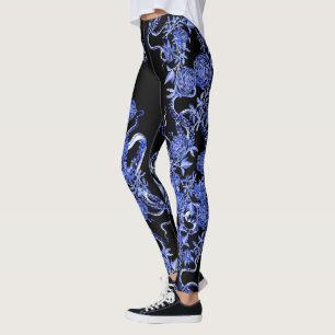 The Squid and the Rose Blue & Black Leggings