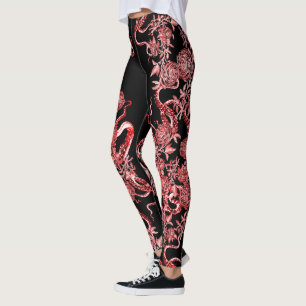 The Squid and the Rose Red & Black  Leggings