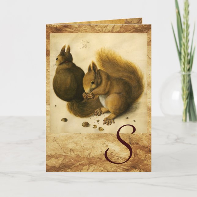 THE SQUIRREL WITH NUTS MONOGRAM NOTE CARD (Front)