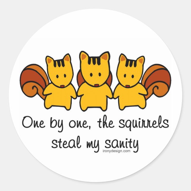 The squirrels steal my sanity classic round sticker (Front)