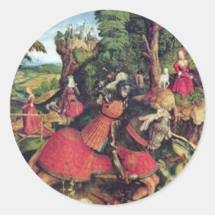 The St. George Fighting The Dragon By Beck Leonhar Classic Round Sticker