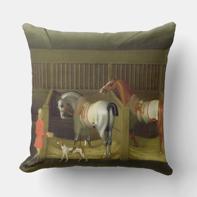 The Stables and Two Famous Running Horses belongin Cushion (Front)