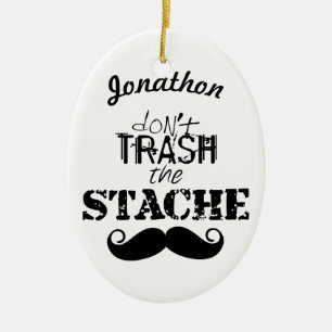 The Stache Moustache Pattern Ceramic Ornament