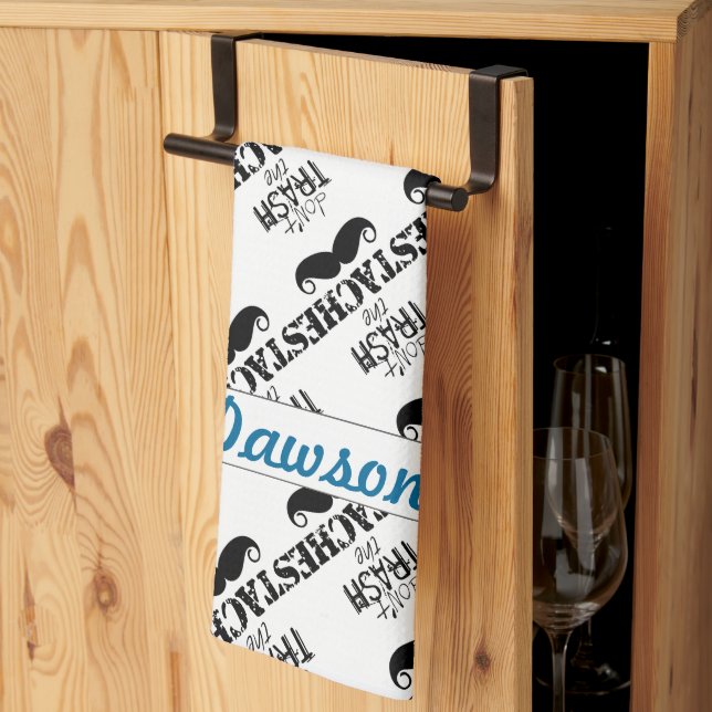 The Stache Moustache Pattern Tea Towel (Thirds Fold)