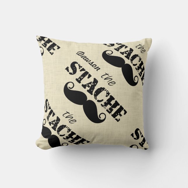 The Stache Moustache Retro Hipster Cushion (Front)
