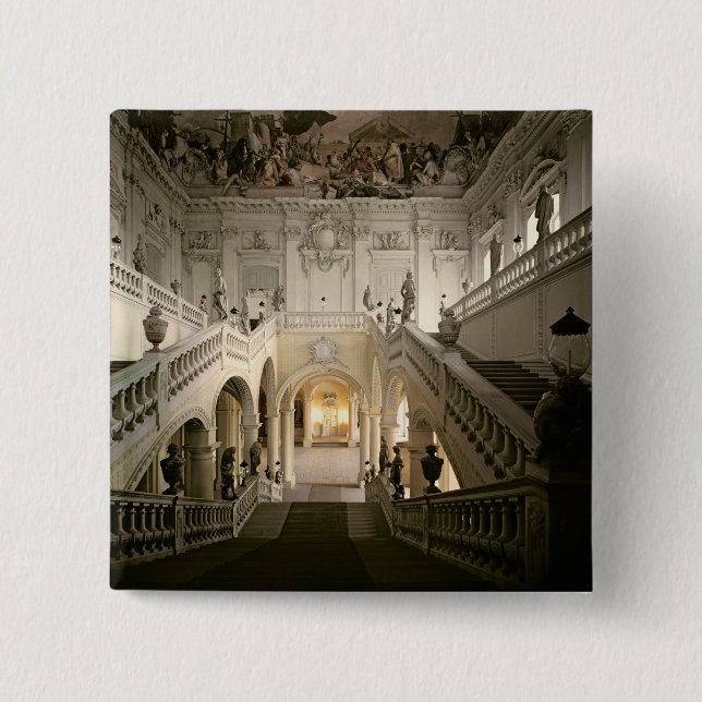 The staircase, built 1719-44 15 cm square badge (Front)