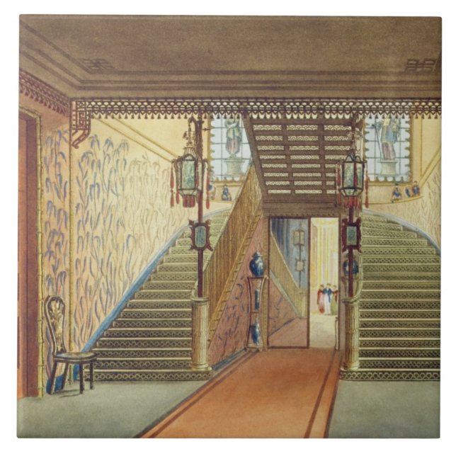 The Staircase, from Views of the Royal Pavilion, B Ceramic Tile (Front)