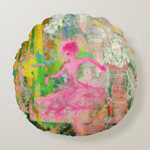 The Stalker - Neon Ballet Chaos  Round Cushion
