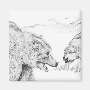 The Stand Off - Wolf & Bear Magnet