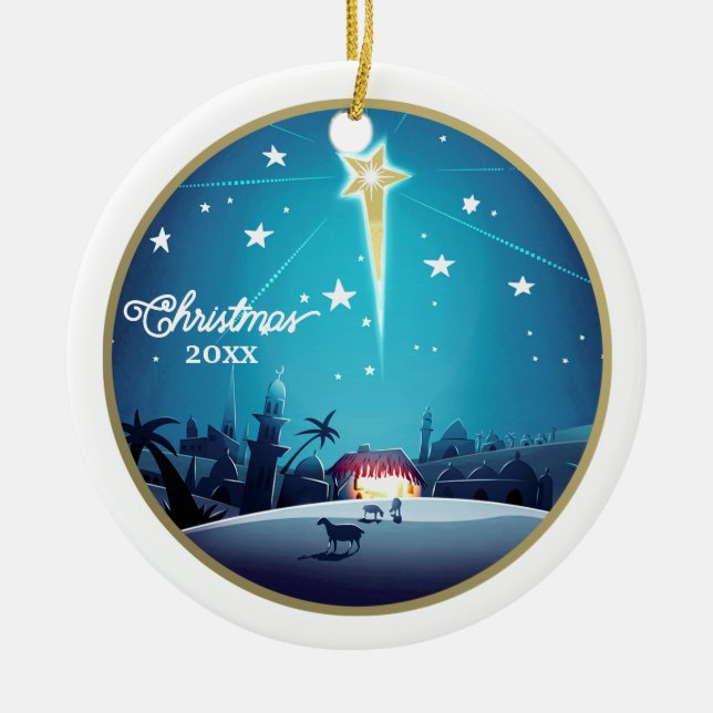 The Star of Bethlehem. Custom Year Christmas  Ceramic Ornament (Front)