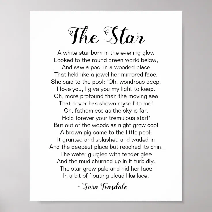 The Star Poem By Sara Teasdale Poster Zazzle