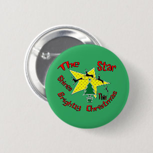 The star shines brightly this Christmas  6 Cm Round Badge
