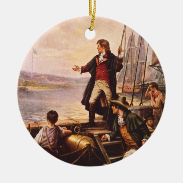 The Star Spangled Banner by Percy Moran Ceramic Ornament (Front)