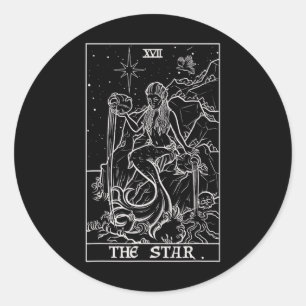 The Star Tarot Card Halloween Mermaid Gothic Witch Classic Round Sticker