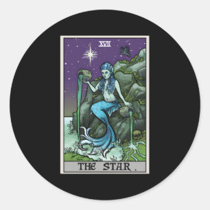 The Star Tarot Card Halloween Mermaid Witch Creepy Classic Round Sticker