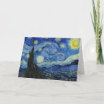 The Starry Night, 1889 by Vincent van Gogh Card<br><div class="desc">The Starry Night,  1889 by Vincent van Gogh. It depicts the view from the east-facing window of his asylum room at Saint-Rémy-de-Provence,  just before sunrise,  with the addition of an imaginary village.</div>