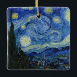 The Starry Night, 1889 by Vincent van Gogh Ceramic Ornament<br><div class="desc">The Starry Night,  1889 by Vincent van Gogh. It depicts the view from the east-facing window of his asylum room at Saint-Rémy-de-Provence,  just before sunrise,  with the addition of an imaginary village.</div>