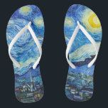The Starry Night (1889) Vincent Van Gogh landscape Thongs<br><div class="desc">The iconic Dutch Post-Impressionist artist Vincent van Gogh's most well-known oil painting, "The Starry Night" (1889), a dreamy night landscape painting, is featured on this pair of fashionable blue Starry Night fine Art Flip Flops ! 🩴 The Starry Night is an oil painting on canvas by Dutch Post-Impressionist painter Vincent...</div>