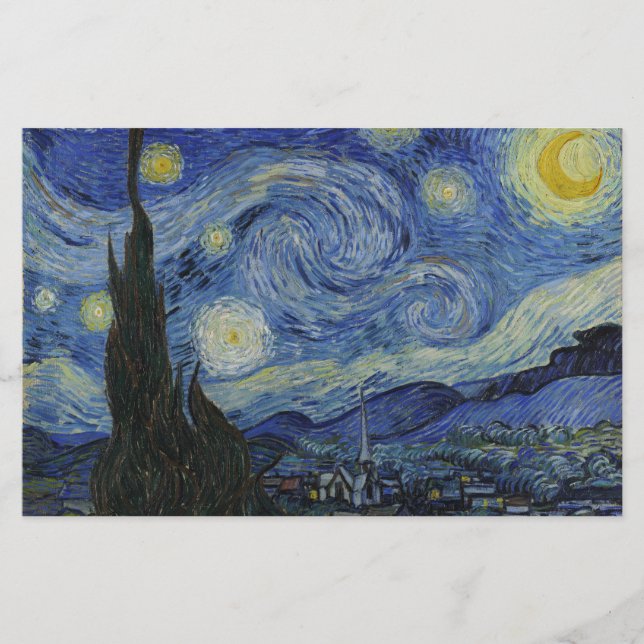 The Starry Night 1889 Vincent van Gogh Stationery (Front)