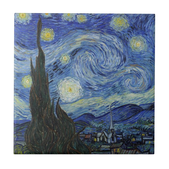 The Starry Night by Van Gogh Ceramic Tile (Front)