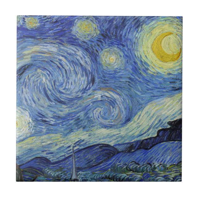 The Starry Night by Van Gogh Ceramic Tile (Front)