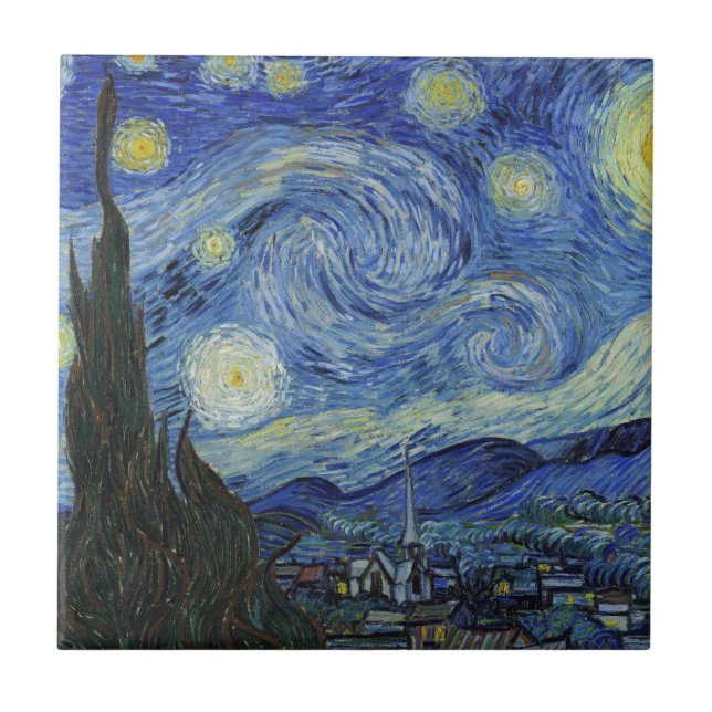 The Starry Night by Van Gogh Ceramic Tile (Front)