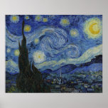 The Starry Night by Van Gogh Poster<br><div class="desc">About the Work The Starry Night Starry Night (Dutch: De sterrennacht) is a painting by the Dutch post-impressionist artist Vincent van Gogh. Painted in June 1889, it depicts the view outside of his sanitorium room window at Saint-Rémy-de-Provence (located in southern France) at night, although it was painted from memory during...</div>