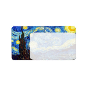 The Starry Night by Vincent van Gogh 1889 Label