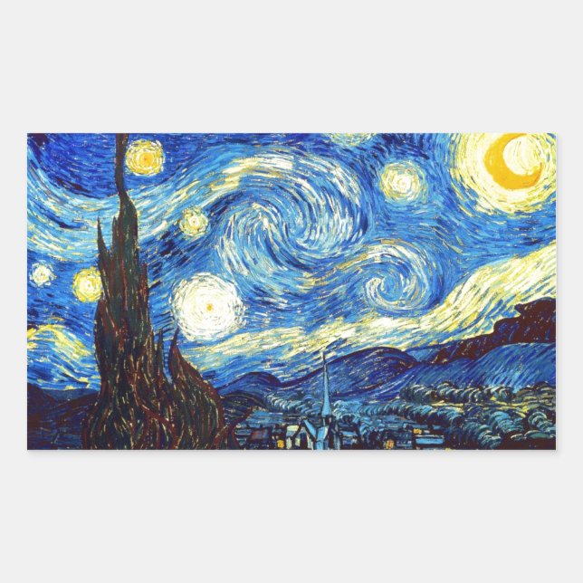 The Starry Night by Vincent van Gogh 1889 Rectangular Sticker (Front)