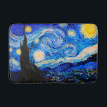 The Starry Night by Vincent Van Gogh Bath Mat<br><div class="desc">Vincent Van Gogh The Starry Night. This is an old masterpiece from the dutch master painter Vincent Van Gogh.This fine art landscape painting has beautiful,  vibrant,  saturated colour. Vincent Van Gogh was a dutch post impressionist painter. This image is in the public domain</div>
