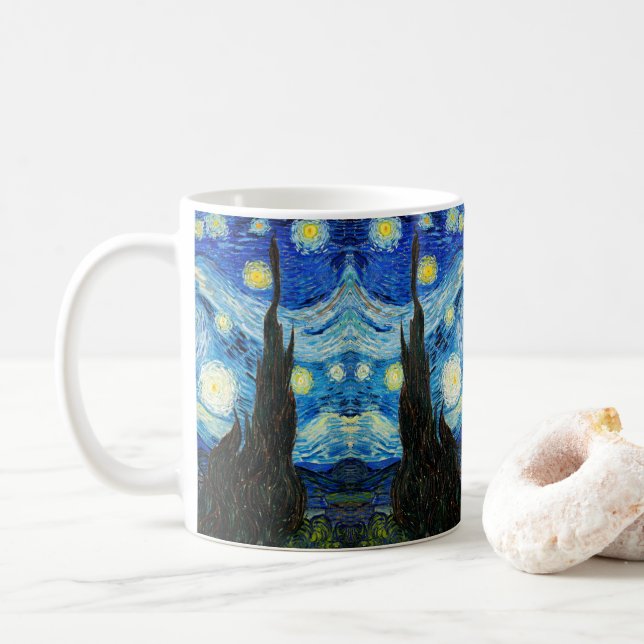 The Starry Night by Vincent Van Gogh  Coffee Mug (With Donut)