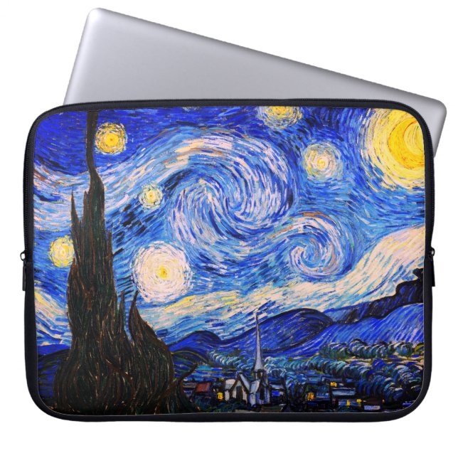 The Starry Night by Vincent Van Gogh Laptop Sleeve (Front)