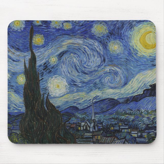 The Starry Night by Vincent van Gogh Mouse Pad (Front)
