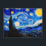The Starry Night by Vincent Van Gogh Postcard<br><div class="desc">Vincent Van Gogh The Starry Night. This is an old masterpiece from the dutch master painter Vincent Van Gogh.This fine art landscape painting has beautiful,  vibrant,  saturated colour. Vincent Van Gogh was a dutch post impressionist painter. This image is in the public domain</div>