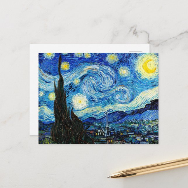 The Starry Night by Vincent Van Gogh  Postcard (Front/Back In Situ)