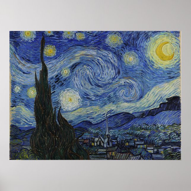 The Starry Night by Vincent Van Gogh Poster (Front)