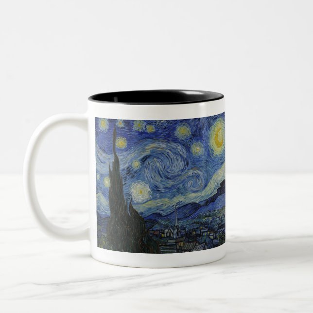 The Starry Night by Vincent van Gogh Two-Tone Coffee Mug (Left)