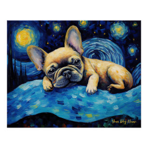 The starry night - French Bulldog 003 - Qian wan G Poster