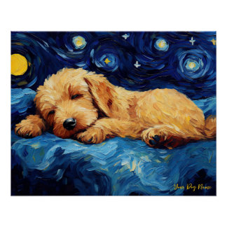 The starry night - Goldendoodle Dog 002 - Qian wan Poster