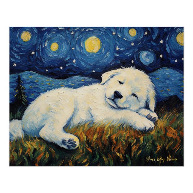 The starry night - Great Pyrenees Puppy Dog 002 -  Poster (Front)